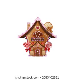 Valentine's Day Gingerbread House With Cookies And Candies