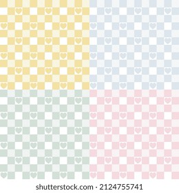 Valentinstag Gingham, Vichy Check Plaid Muster für romantische Stoffdesigns. Nahtlose Fliese mit Herzen.
