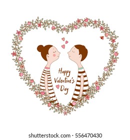 Valentine's Day. Girl and boy. Love cards