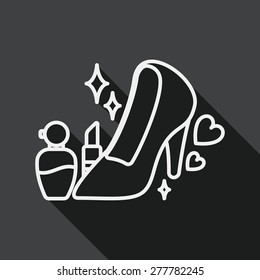 valentine's day girl costume flat icon with long shadow, line icon