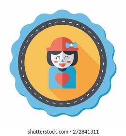 valentine's day girl flat icon with long shadow,eps10