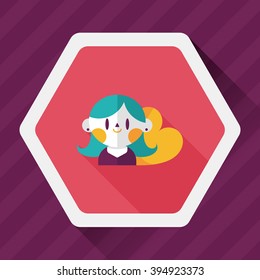 valentine's day girl flat icon with long shadow,eps10
