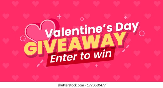 Valentine's day giveaway enter to win web banner vector