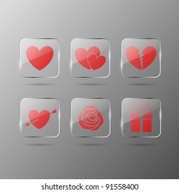 Valentines day glass icons
