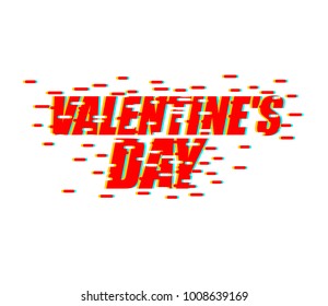 Valentines day glitch effect. lovers Day. emblem for Holiday February 14 