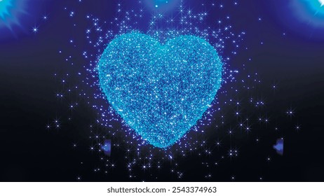Valentine's day. Glitter love animation. Love, heart background for wedding. 3D vector romantic background for valentines.