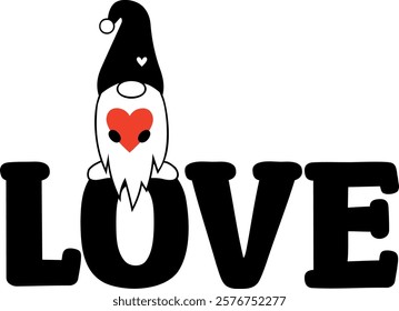 Valentine's Day gnome with heart. Vector illustration