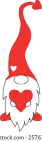 Valentine's Day gnome with heart. Vector illustration