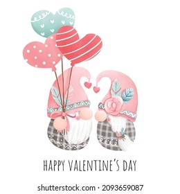 Valentinstag mit Gnome. Vektorgrafik