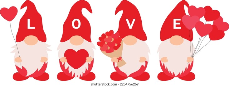 Valentine's day Gnome vector illustration