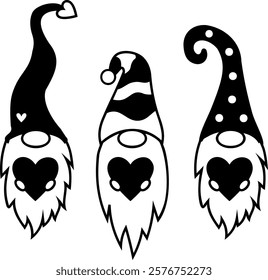 Valentine's Day gnomes with heart. Vector illustration