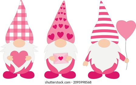 Ilustración vectorial del día de San Valentín Gnomes