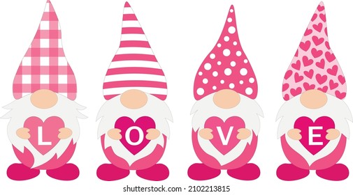 Valentine's day Gnomes vector illustration