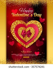 Valentine's Day Gold Background. Vector illustration