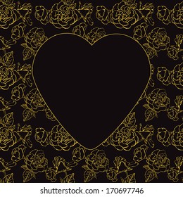 Valentine's Day. Gold roses and hearts. Elements of romance to your design for greeting cards, greetings, invitations and much more. Vector illustration. EPS 10