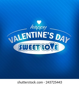 Valentine's Day Golden Badge Vector Design on Blue Background