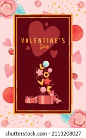 valentines day golden frame card