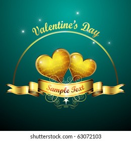 Valentine's day, golden hearts of love