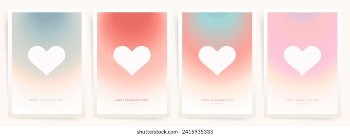 Valentine's Day Gradient Poster Templates. Romantic Heart Posters. Modern Y2K Trend Design A4 Covers for Greetings, Invitations, Prints and Social Posts