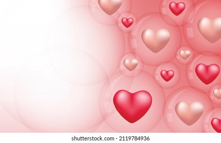 Valentine's Day graphic design element, Bubble lifting heart 3d style, two color scheme, banner template with blank space for text