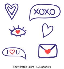 Conjunto de elementos gráficos del día de San Valentín