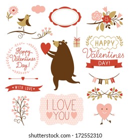 Valentine's day graphic elements, vector collection 