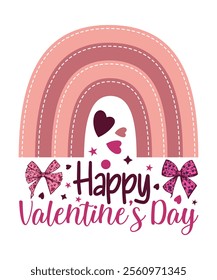 Valentine's Day Graphics Design with Happy Valentine's Day Text and Vector