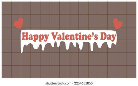 valentines day greeting with brown checkered background. valentines day background. 