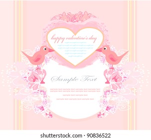 valentine's day greeting card with 2 sweet love birds
