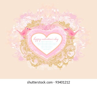 valentine's day greeting card with 2 sweet love birds