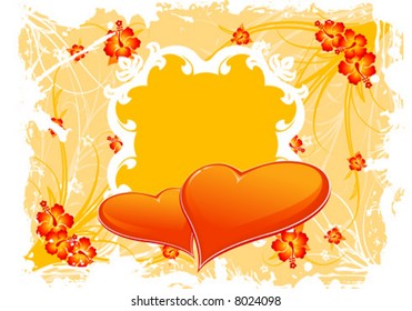 Valentine's day greeting card with abstract Hearts and flowers
