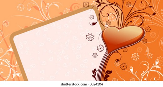 Valentine's day greeting card with abstract Hearts and floral elements
