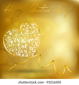 Valentine's day greeting card with abstract heart from ribbon. Vector eps10 illustration