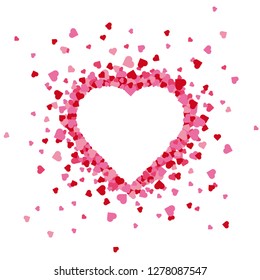 Valentines day greeting card background with exploding heart isolated on white 