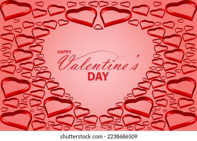valentines day greeting card background. Place for text. Valentine's day sale header or voucher template with heart. red and pastel heart frame border.