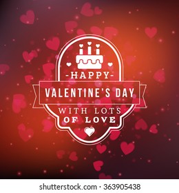 Valentines Day Greeting Card Background and Light Bokeh Hearts. Valentine Card, Valentine Label. Vector Illustration EPS 10