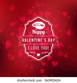 Valentines Day Greeting Card Background and Light Bokeh Hearts. Valentine Card, Valentine Label. Vector Illustration EPS 10
