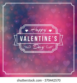 Valentines Day Greeting Card Background and Light Bokeh Hearts. Valentine Card, Valentine Label. Vector Illustration EPS 10