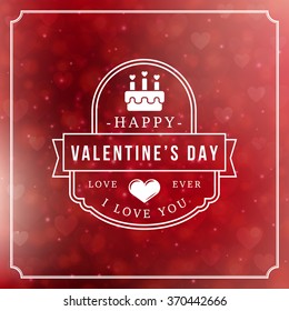 Valentines Day Greeting Card Background and Light Bokeh Hearts. Valentine Card, Valentine Label. Vector Illustration EPS 10
