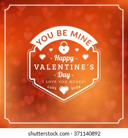 Valentines Day Greeting Card Background and Light Bokeh Hearts. Valentine Card, Valentine Label. Vector Illustration EPS 10