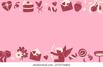 Valentine's Day greeting card, banner, poster template. Vector illustration