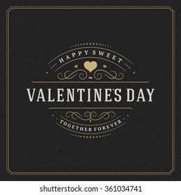 Valentine's day Greeting Card and black paper Vintage vector background. Good for Valentines day invitation, Valentine card.