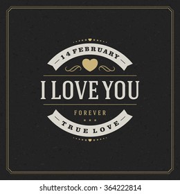 Valentine's day Greeting Card and black paper Vintage vector background. Good for Valentines day invitation, Valentine card.