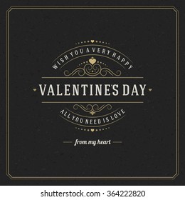 Valentine's day Greeting Card and black paper Vintage vector background. Good for Valentines day invitation, Valentine card.