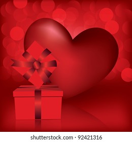 Valentines day greeting card with boxes and heart