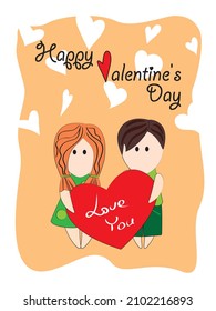 Valentine's Day Greeting Card with cartoons