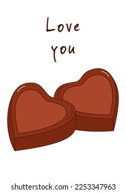 Valentine's Day greeting card with chocolates. Vector illustration