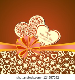 Valentine's Day Greeting Card with Composite Hearts, Vector Version