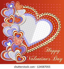 Valentine's Day Greeting Card with Composite Hearts, Vector Version