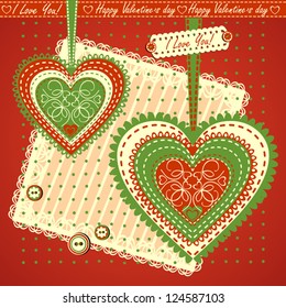 Valentine's Day Greeting Card with Composite Hearts, Vector Version